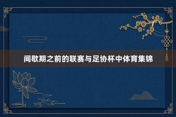 间歇期之前的联赛与足协杯中体育集锦