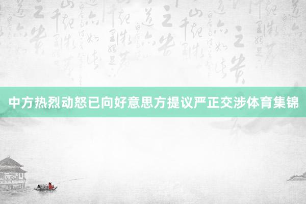 中方热烈动怒已向好意思方提议严正交涉体育集锦