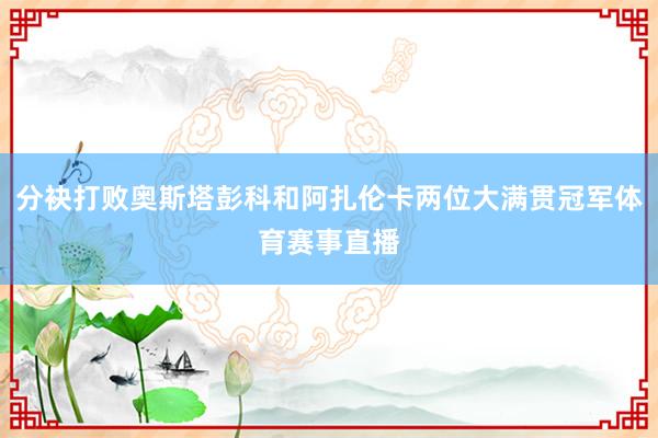 分袂打败奥斯塔彭科和阿扎伦卡两位大满贯冠军体育赛事直播